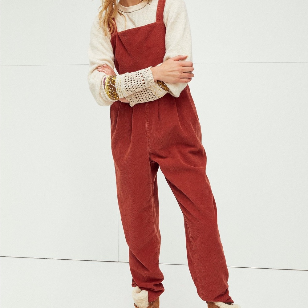 Free People Josephine Red Jumpsuit